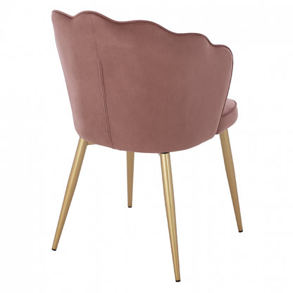 Chair Hm8737.02 Velvet Dusty Pink With Metal Gold Frame 48x48x85 Cm.