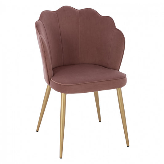 Chair Hm8737.02 Velvet Dusty Pink With Metal Gold Frame 48x48x85 Cm.
