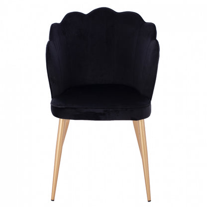 Chair Hm8737.04 Velvet Black With Metal Gold Frame 48x48x85 Cm.