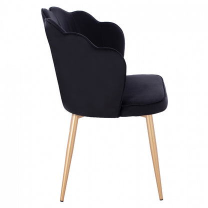 Chair Hm8737.04 Velvet Black With Metal Gold Frame 48x48x85 Cm.