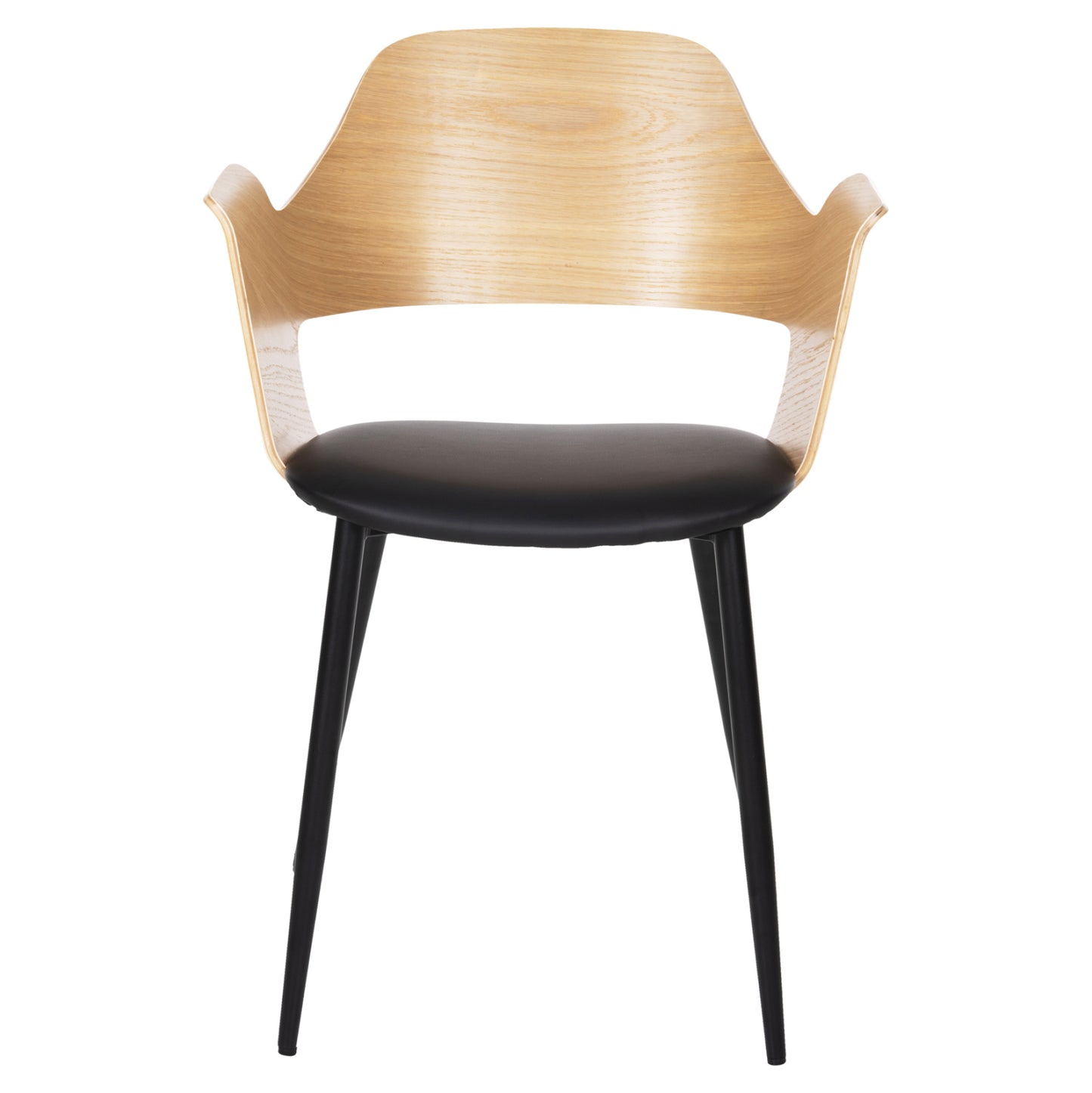 Dining Chair Velp Hm9616.01 Wood In Natural-black Pu-black Metal Legs 55,5x50x79hcm.