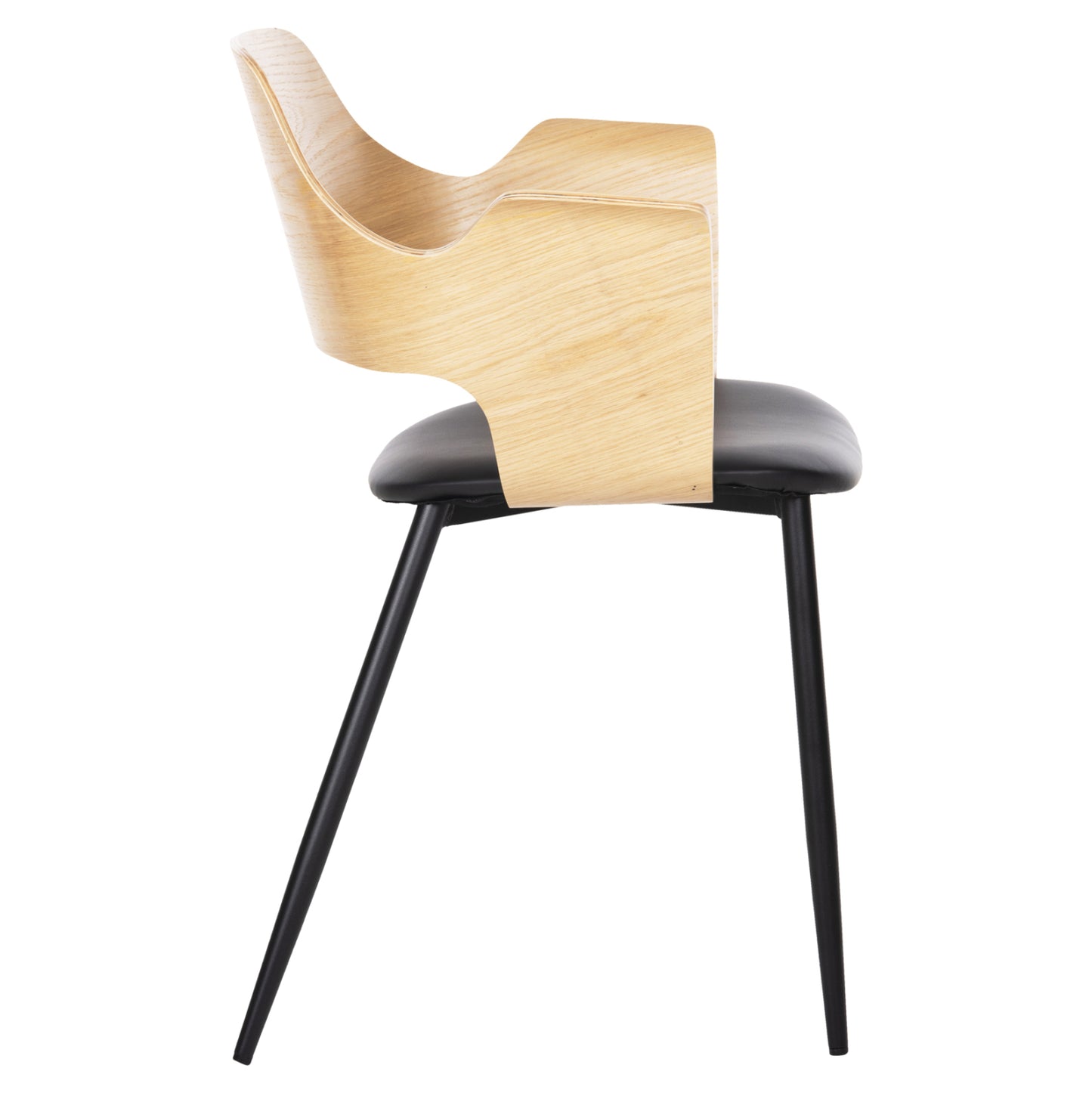 Dining Chair Velp Hm9616.01 Wood In Natural-black Pu-black Metal Legs 55,5x50x79hcm.