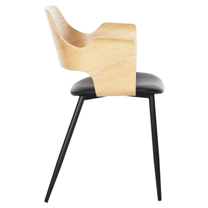 Dining Chair Velp Hm9616.01 Wood In Natural-black Pu-black Metal Legs 55,5x50x79hcm.