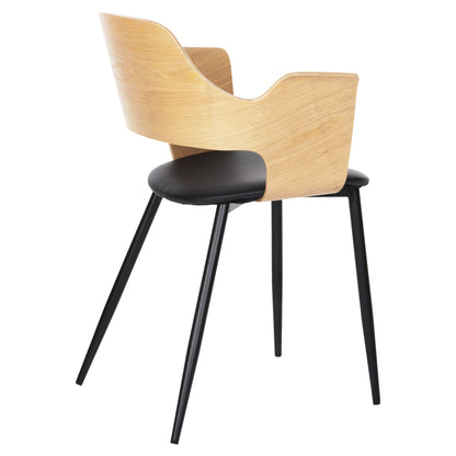 Dining Chair Velp Hm9616.01 Wood In Natural-black Pu-black Metal Legs 55,5x50x79hcm.