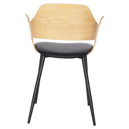 Dining Chair Velp Hm9616.01 Wood In Natural-black Pu-black Metal Legs 55,5x50x79hcm.