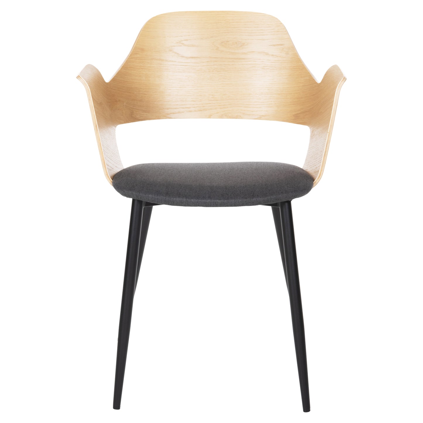Dining Chair Velp Hm9616.02 Wood In Natural-grey Fabric-black Metal Legs 55,5x50x79hcm.