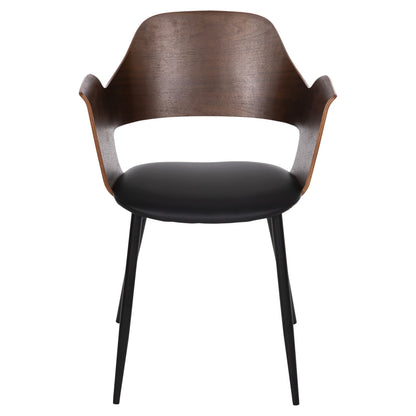 Dining Chair Velp Hm9616.03 Wood In Walnut-black Pu-black Metal Legs 55,5x50x79hcm.
