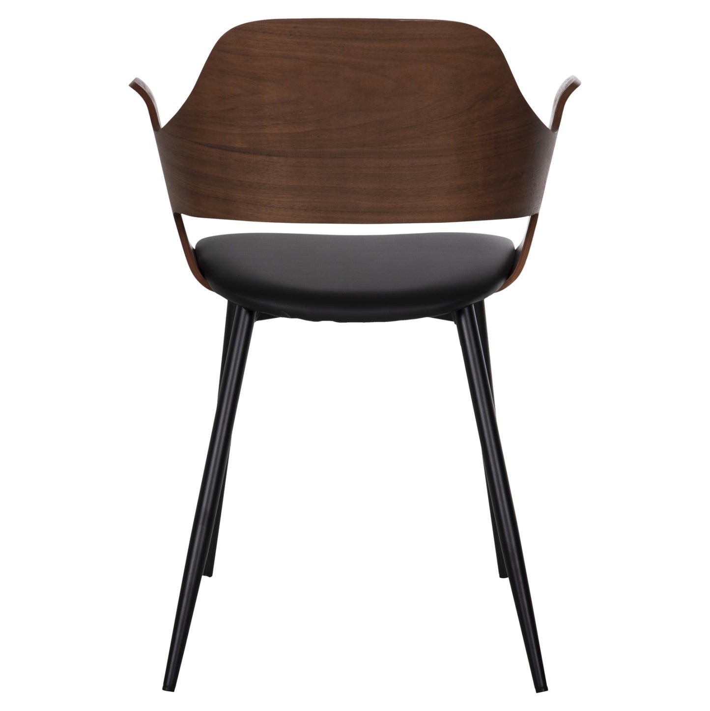 Dining Chair Velp Hm9616.03 Wood In Walnut-black Pu-black Metal Legs 55,5x50x79hcm.