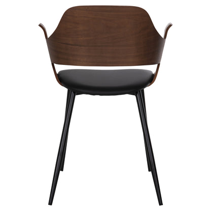 Dining Chair Velp Hm9616.03 Wood In Walnut-black Pu-black Metal Legs 55,5x50x79hcm.