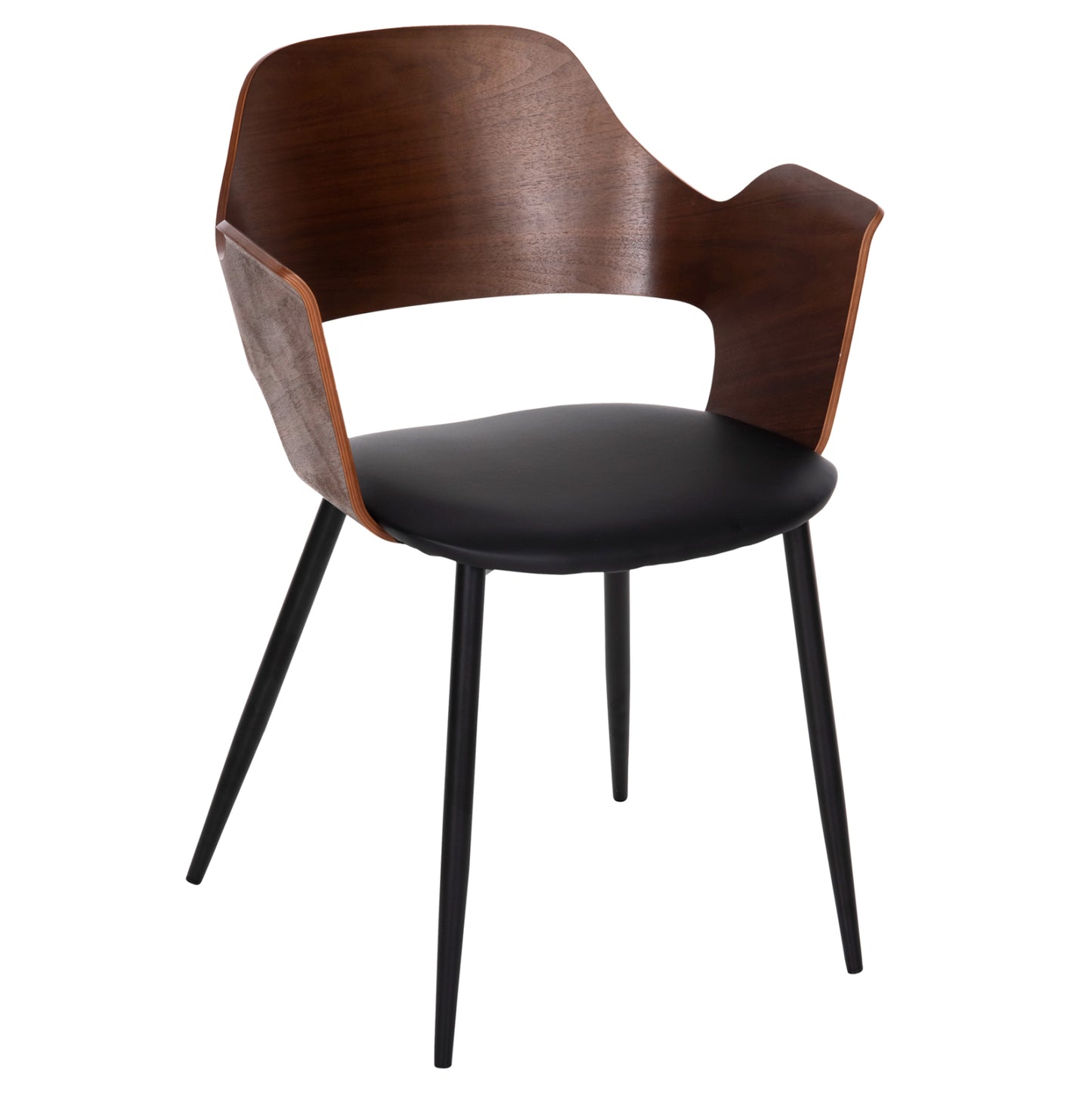 Dining Chair Velp Hm9616.03 Wood In Walnut-black Pu-black Metal Legs 55,5x50x79hcm.