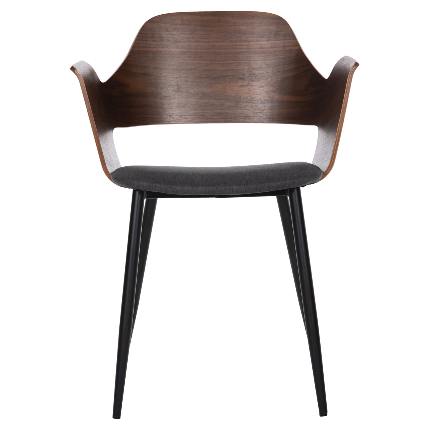 Dining Chair Velp Hm9616.04 Wood In Walnut-grey Fabric-black Metal Legs 55,5x50x79hcm.