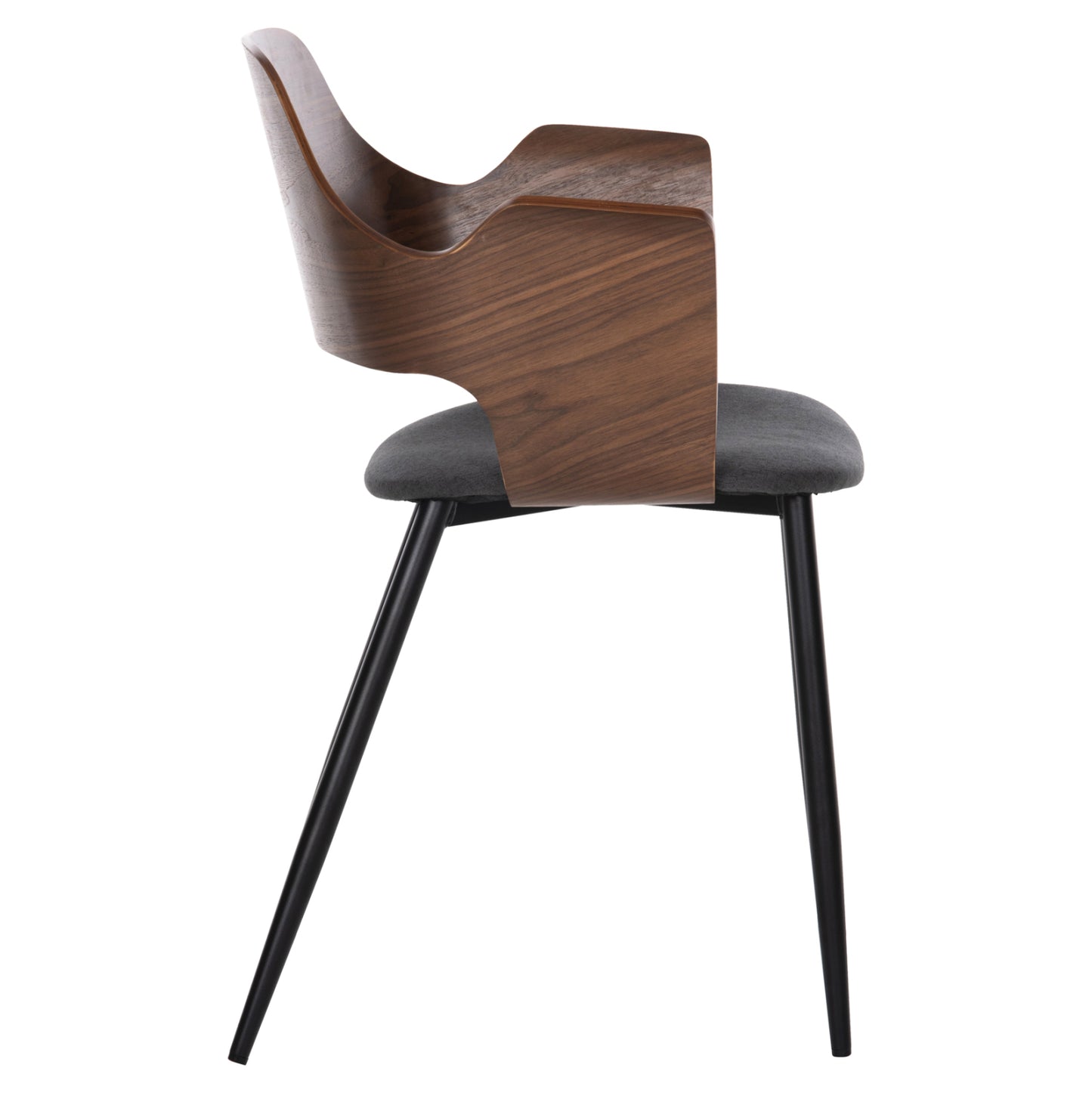 Dining Chair Velp Hm9616.04 Wood In Walnut-grey Fabric-black Metal Legs 55,5x50x79hcm.
