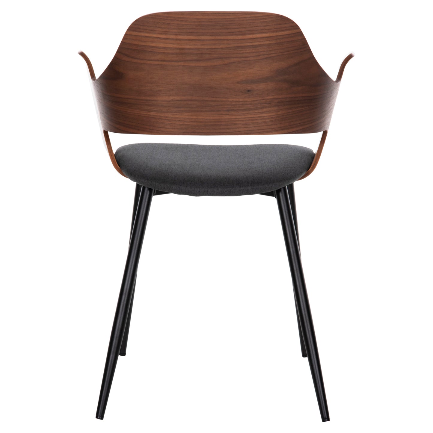 Dining Chair Velp Hm9616.04 Wood In Walnut-grey Fabric-black Metal Legs 55,5x50x79hcm.