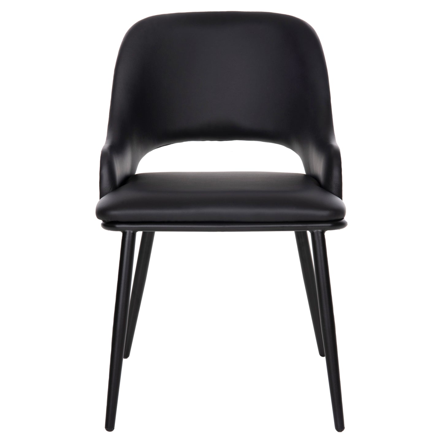 Dining Chair Delf Hm9617.01 Pu Black-black Metal Legs-wooden Back In Natural 48x55x76hcm.
