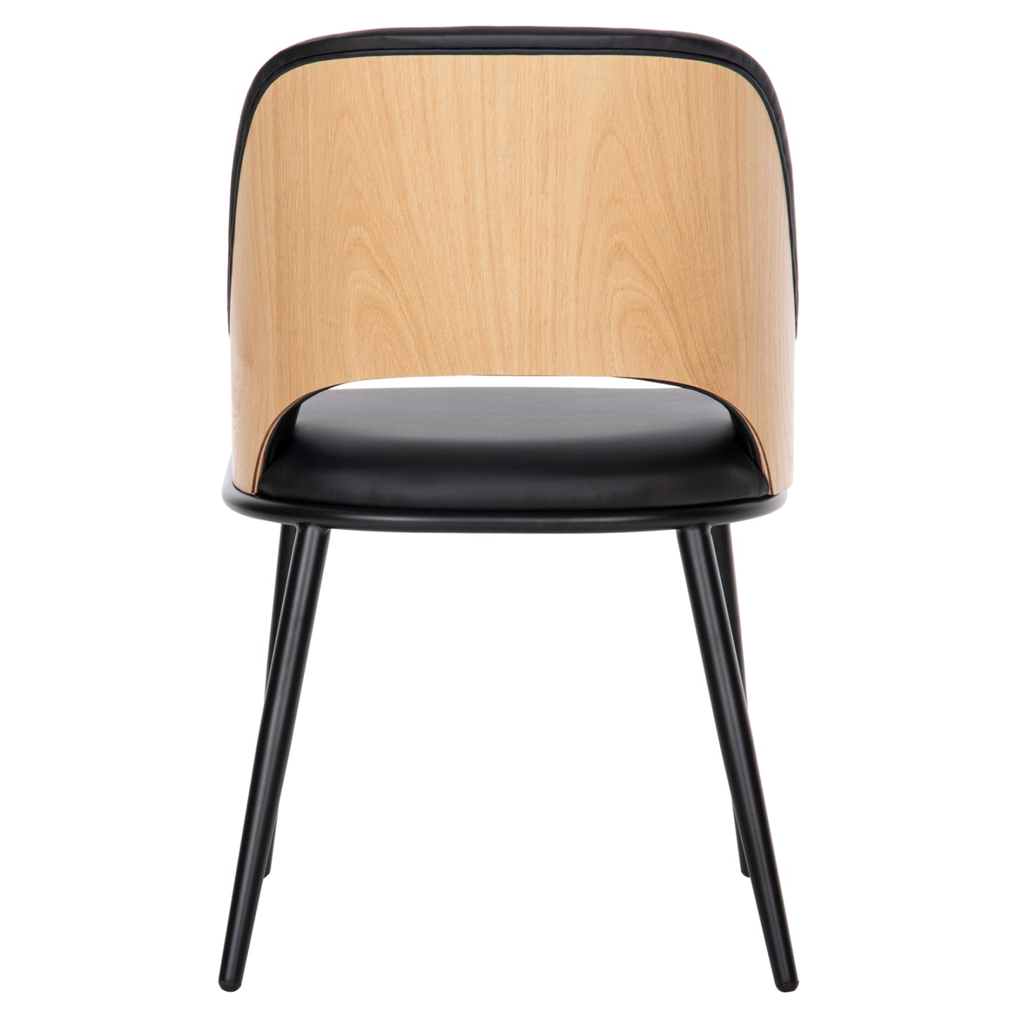 Dining Chair Delf Hm9617.01 Pu Black-black Metal Legs-wooden Back In Natural 48x55x76hcm.