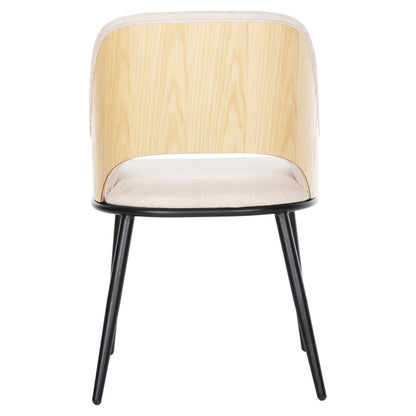 Dining Chair Delf Hm9617.02 Beige Fabric-black Metal Legs-wooden Back In Oak 48x55x76hcm.