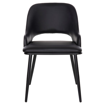 Dining Chair Delf Hm9617.03 Pu Black-black Metal Legs-wooden Back In Walnut 48x55x76hcm.