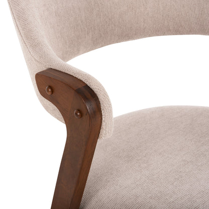 Dining Chair Rider Hm9734.02 Rubberwood In Walnut Color-ecru Fabric 59x59x83hcm.