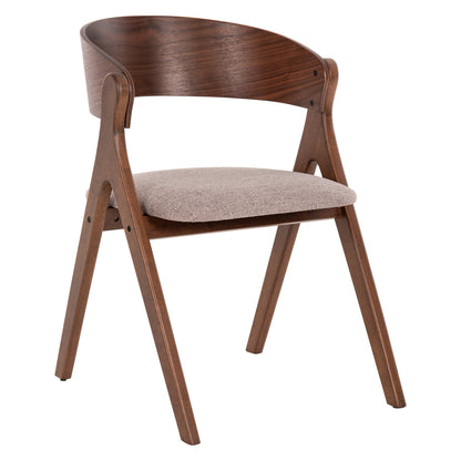 Dining Chair Nekker Hm9739.01 Rubberwood In Walnut Color-beige Fabric Seat 56x55x78hcm.