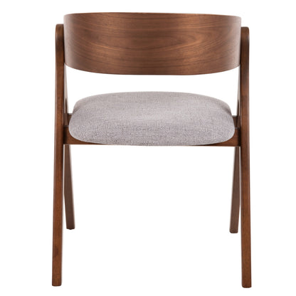 Dining Chair Nekker Hm9739.02 Rubberwood In Walnut Color-grey Fabric Seat 56x55x78hcm.