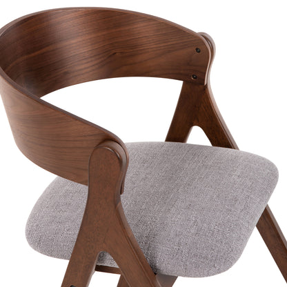 Dining Chair Nekker Hm9739.02 Rubberwood In Walnut Color-grey Fabric Seat 56x55x78hcm.