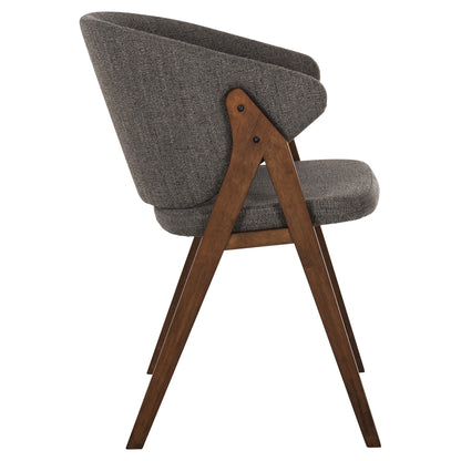 Dining Chair Hana Hm9746.02 Rubberwood In Walnut-fabric In Grey 55x60x84hcm.