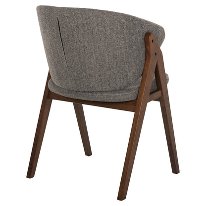 Dining Chair Hana Hm9746.02 Rubberwood In Walnut-fabric In Grey 55x60x84hcm.