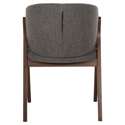Dining Chair Hana Hm9746.02 Rubberwood In Walnut-fabric In Grey 55x60x84hcm.