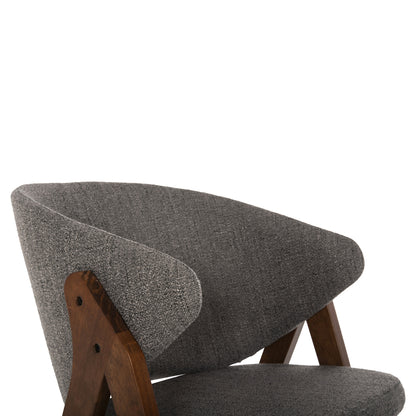 Dining Chair Hana Hm9746.02 Rubberwood In Walnut-fabric In Grey 55x60x84hcm.