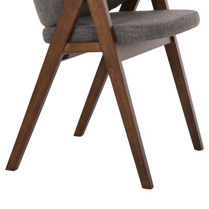 Dining Chair Hana Hm9746.02 Rubberwood In Walnut-fabric In Grey 55x60x84hcm.