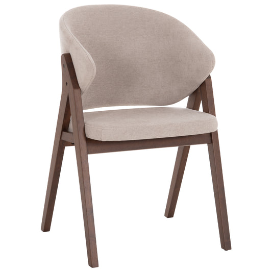 Dining Chair Hana Hm9746.11 Rubberwood In Walnut-fabric In Beige 55,5x60x85hcm.