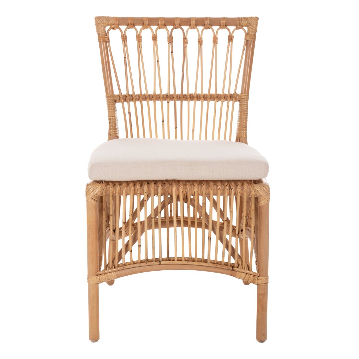Dining Chair Thalin Hm9834 Rattan In Natural Color-cushion In White 53x58x91hcm.