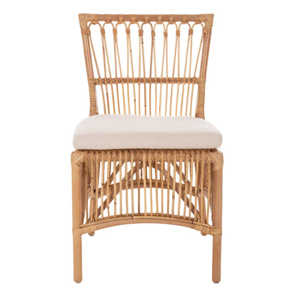 Dining Chair Thalin Hm9834 Rattan In Natural Color-cushion In White 53x58x91hcm.