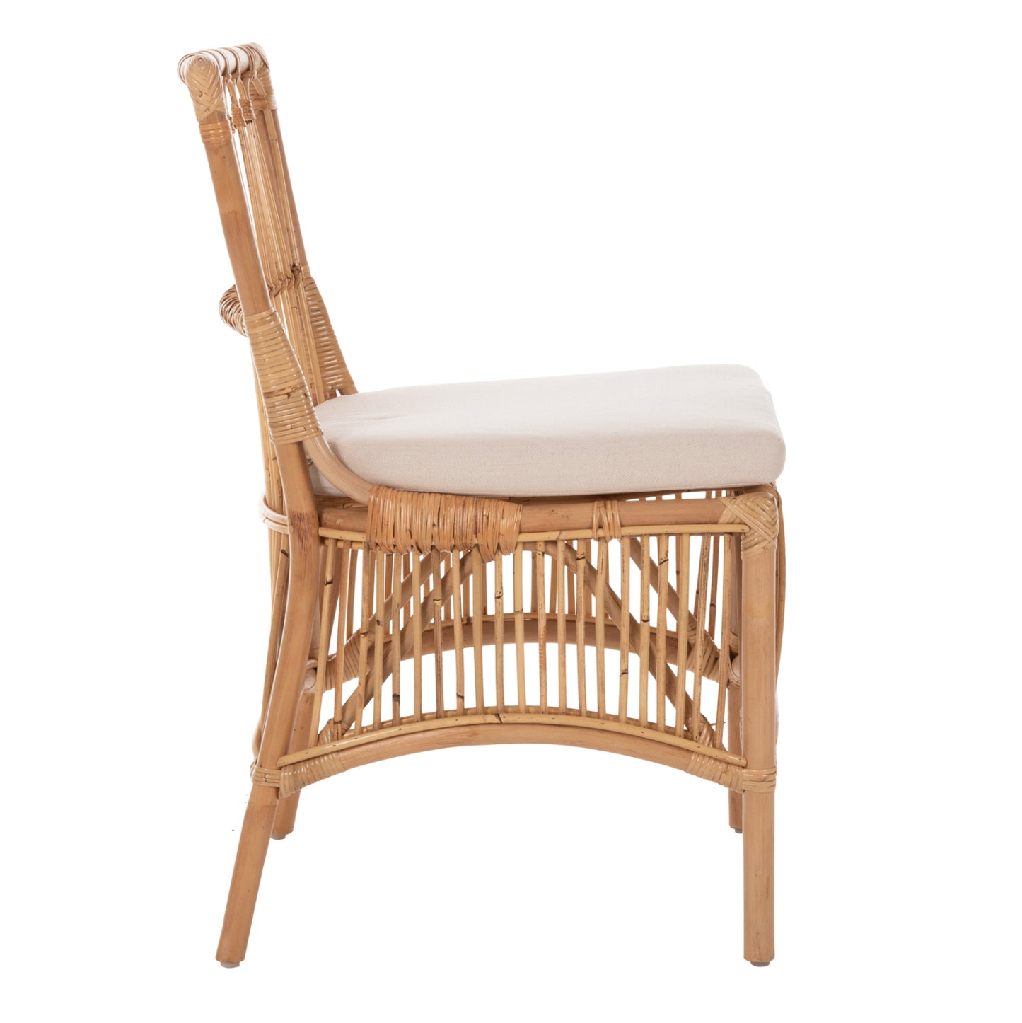 Dining Chair Thalin Hm9834 Rattan In Natural Color-cushion In White 53x58x91hcm.