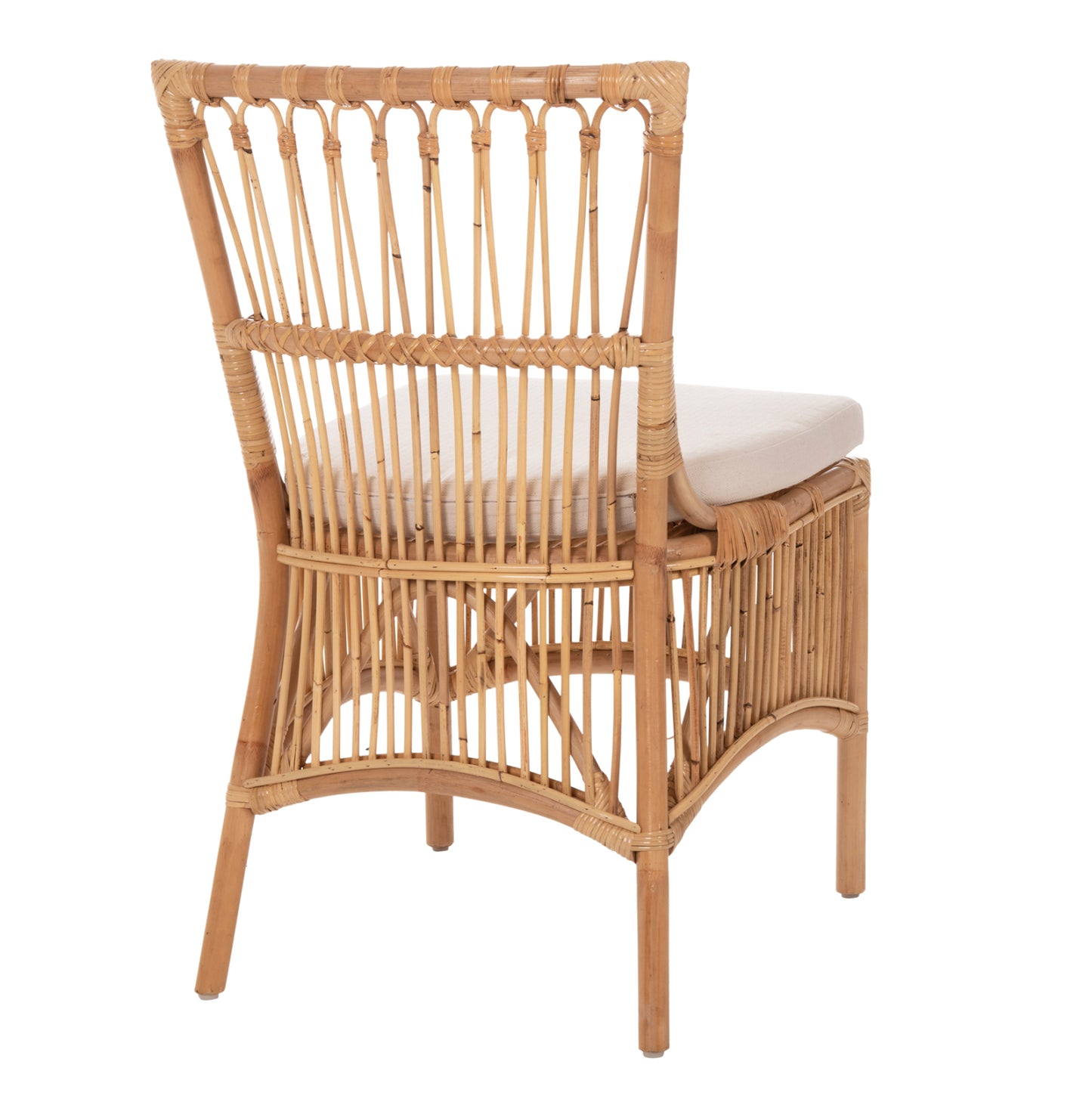 Dining Chair Thalin Hm9834 Rattan In Natural Color-cushion In White 53x58x91hcm.