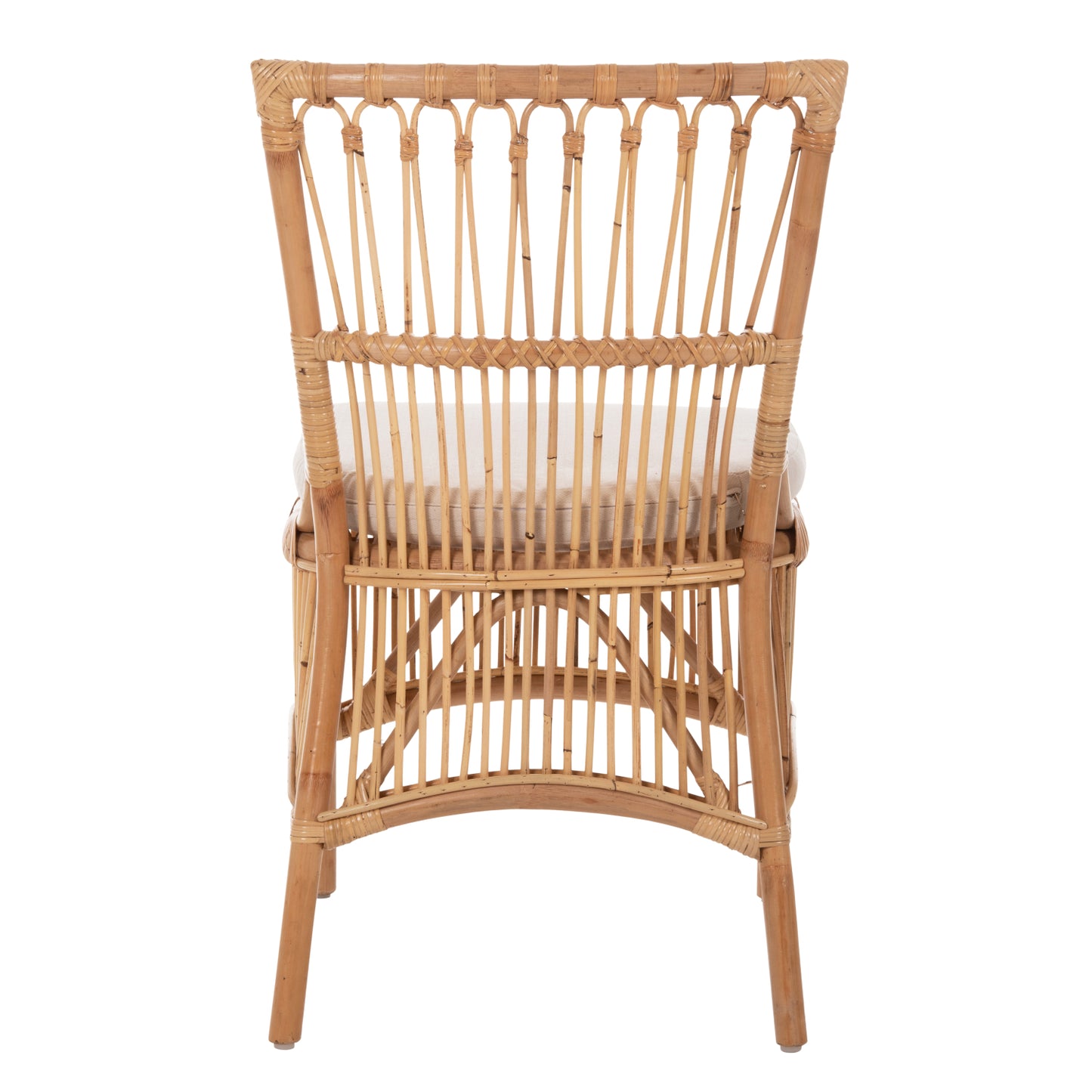 Dining Chair Thalin Hm9834 Rattan In Natural Color-cushion In White 53x58x91hcm.