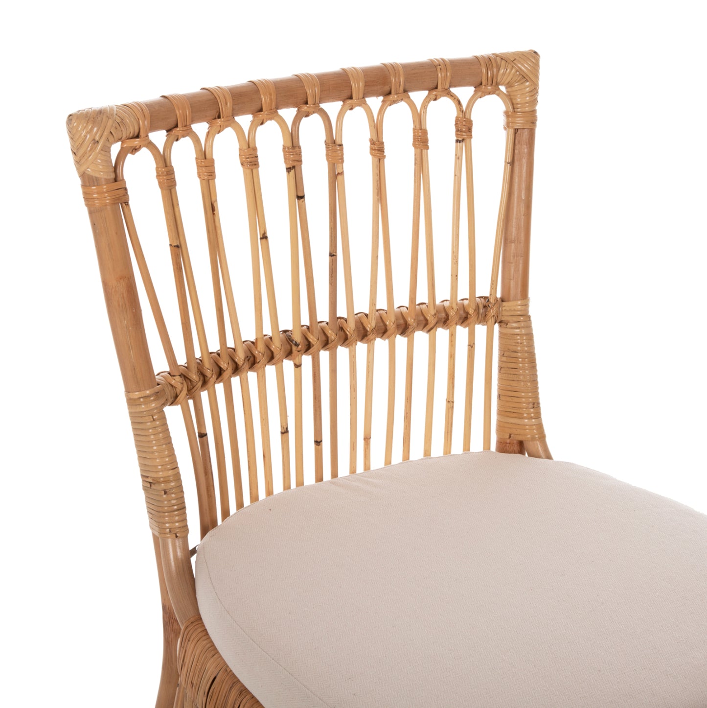 Dining Chair Thalin Hm9834 Rattan In Natural Color-cushion In White 53x58x91hcm.
