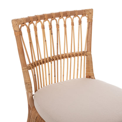 Dining Chair Thalin Hm9834 Rattan In Natural Color-cushion In White 53x58x91hcm.