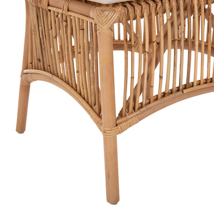 Dining Chair Thalin Hm9834 Rattan In Natural Color-cushion In White 53x58x91hcm.