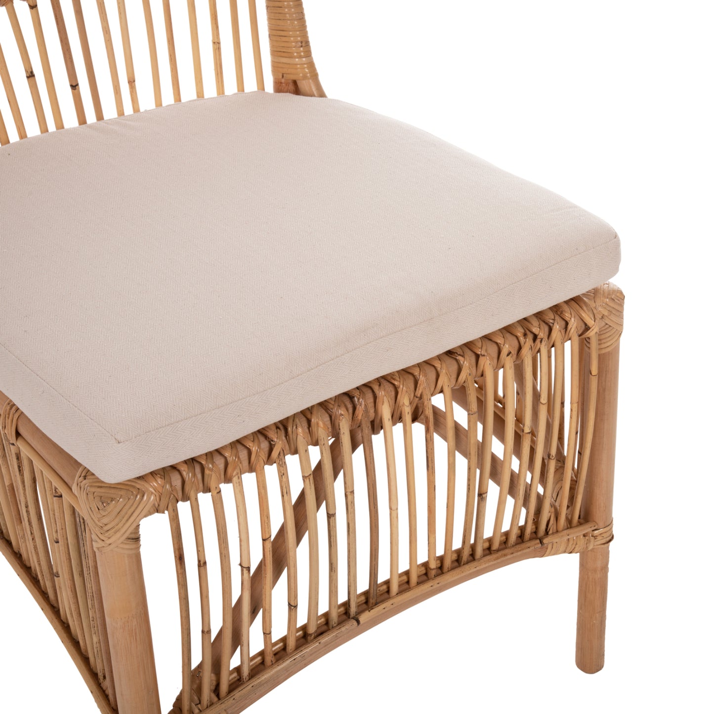 Dining Chair Thalin Hm9834 Rattan In Natural Color-cushion In White 53x58x91hcm.