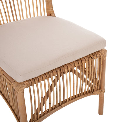 Dining Chair Thalin Hm9834 Rattan In Natural Color-cushion In White 53x58x91hcm.