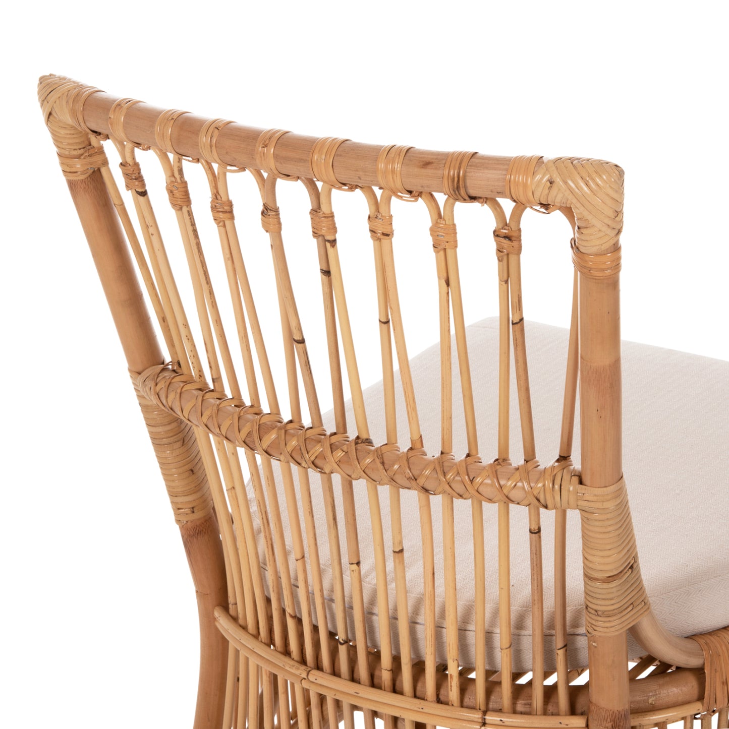 Dining Chair Thalin Hm9834 Rattan In Natural Color-cushion In White 53x58x91hcm.