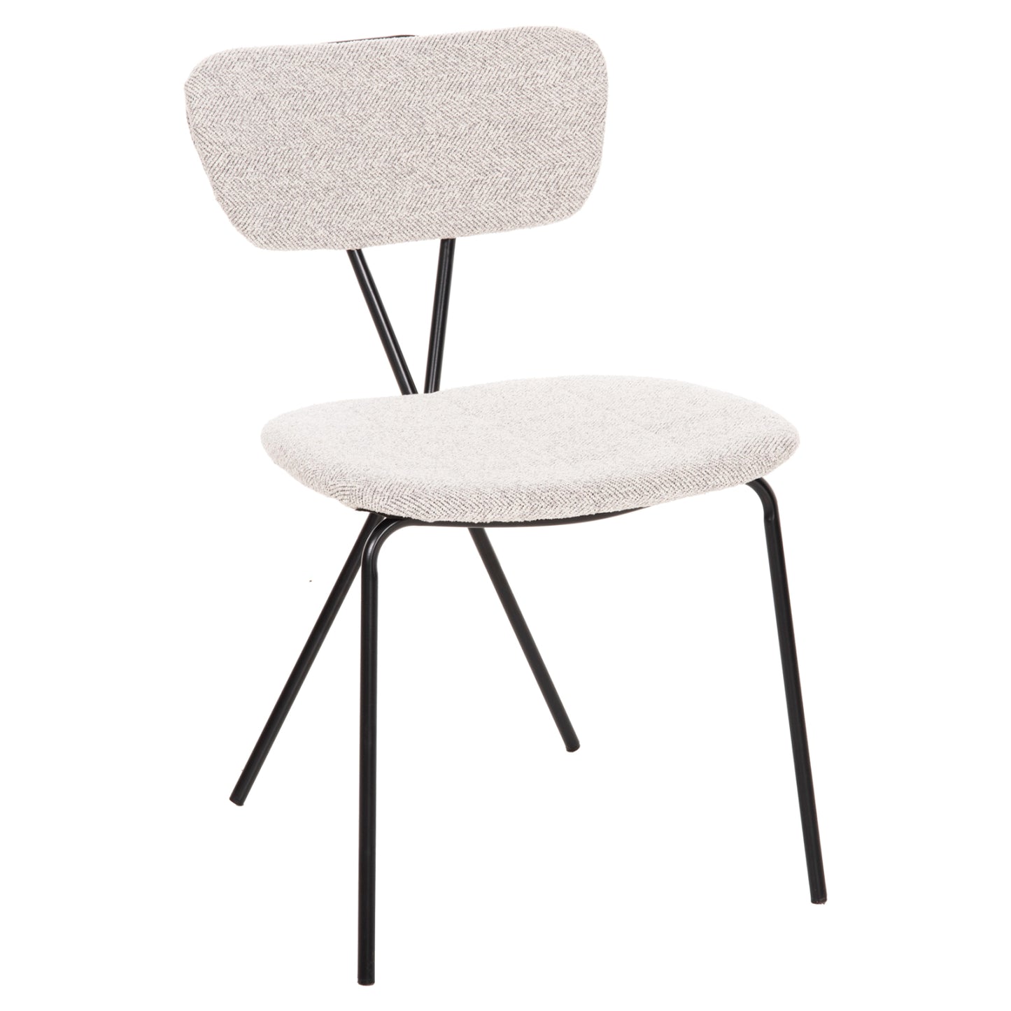Dining Chair Dory Hm9855.03 Metal Frame In Black-fabric In Light Grey 48,5x61x76hcm.