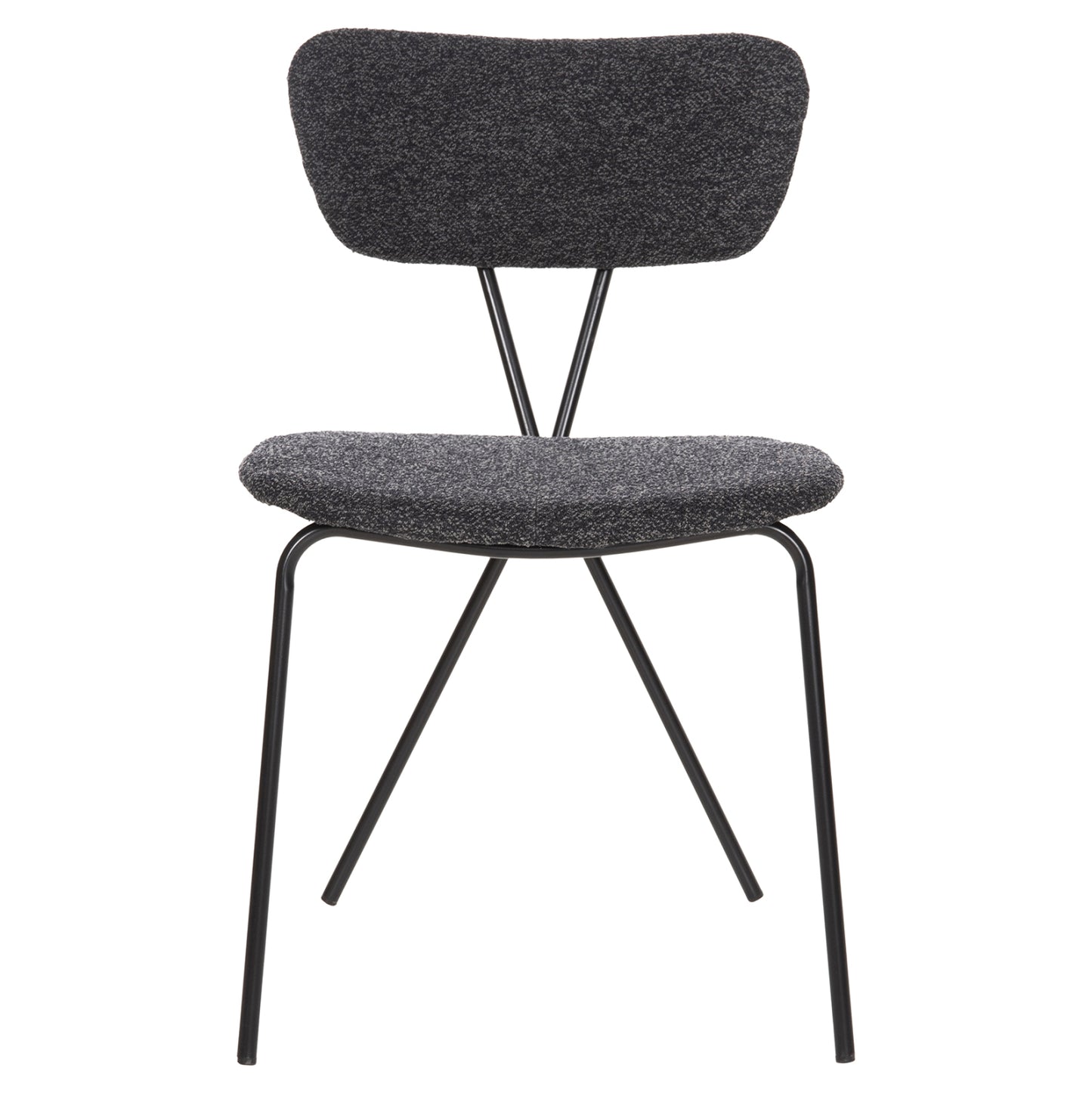 Dining Chair Dory Hm9855.04 Metal Frame In Black-fabric In Dark Grey 48,5x61x76hcm.