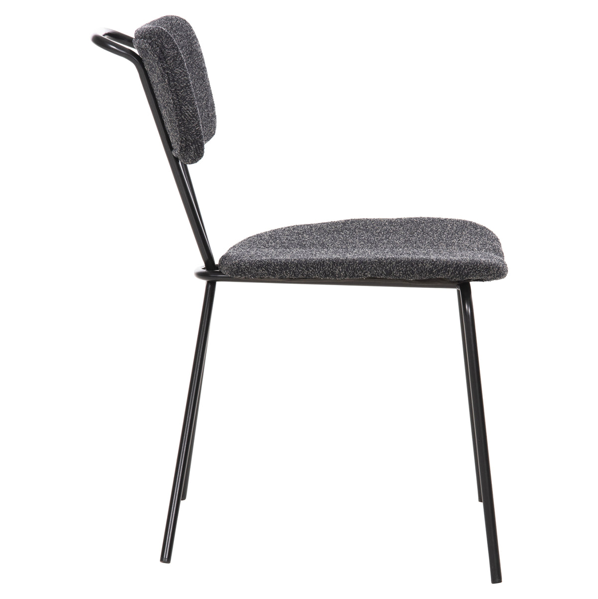 Dining Chair Dory Hm9855.04 Metal Frame In Black-fabric In Dark Grey 48,5x61x76hcm.