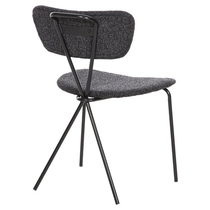 Dining Chair Dory Hm9855.04 Metal Frame In Black-fabric In Dark Grey 48,5x61x76hcm.