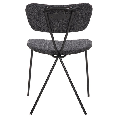 Dining Chair Dory Hm9855.04 Metal Frame In Black-fabric In Dark Grey 48,5x61x76hcm.