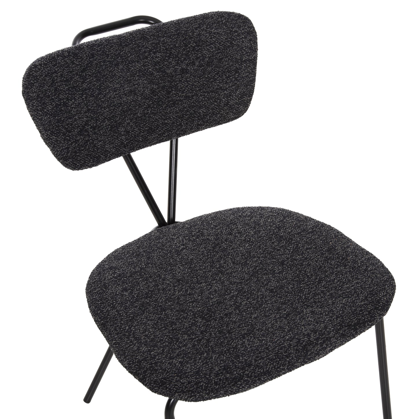 Dining Chair Dory Hm9855.04 Metal Frame In Black-fabric In Dark Grey 48,5x61x76hcm.