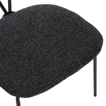 Dining Chair Dory Hm9855.04 Metal Frame In Black-fabric In Dark Grey 48,5x61x76hcm.