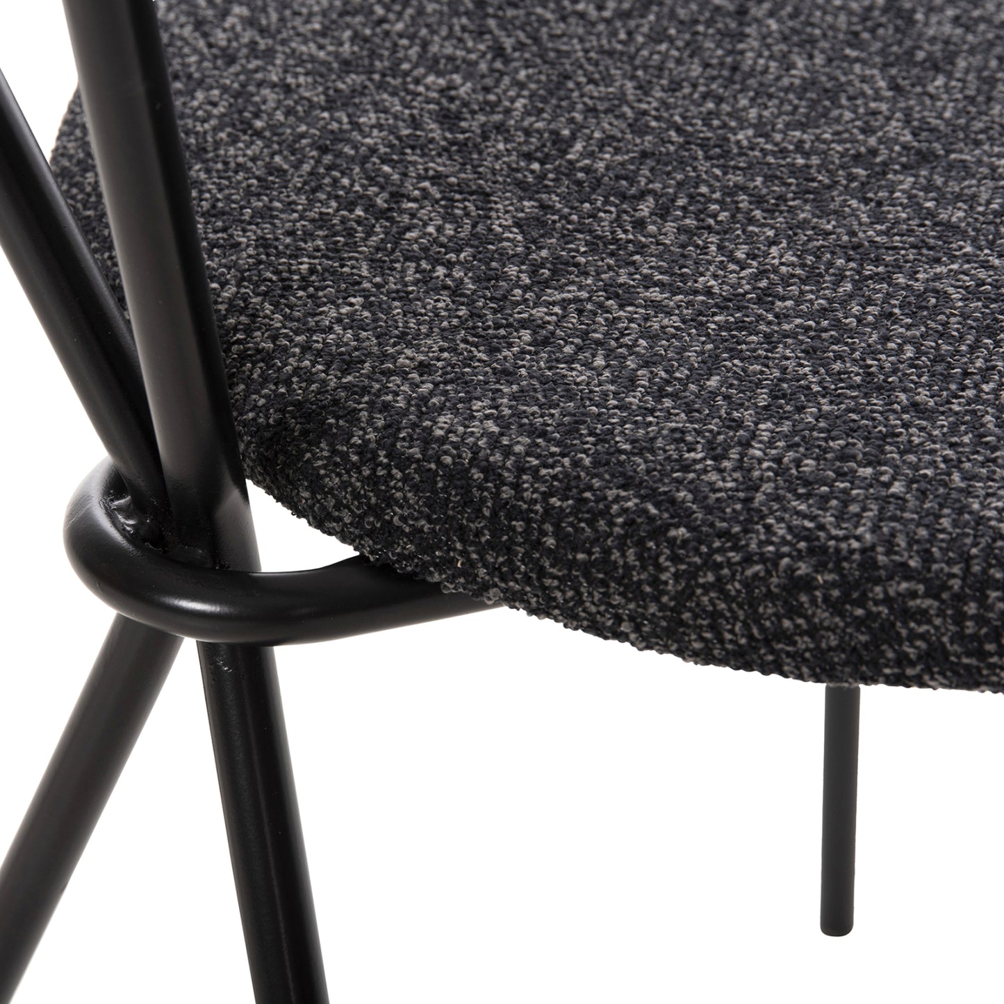 Dining Chair Dory Hm9855.04 Metal Frame In Black-fabric In Dark Grey 48,5x61x76hcm.